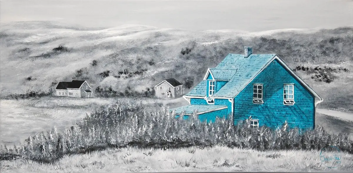 Maison bleue hiver — Jacinthe Grenon Maison bleue hiver